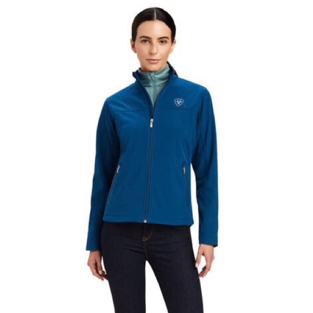 Ariat Teal Team Softshell Jacket Aztec Serape Pattern Embroidered Sleeve - Picture 2 of 13